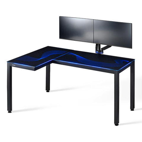 Eureka GTG - L60, L-Shaped Glass LED Gaming Desk (Left)