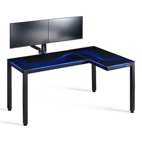 Eureka GTG - L60, L-Shaped Glass LED Gaming Desk (Right)