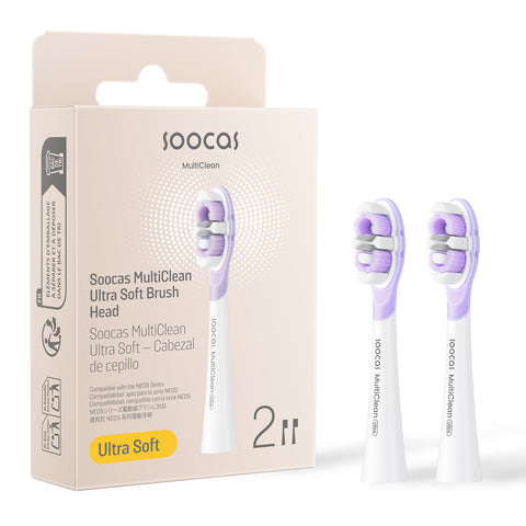 Soocas NEOS II & NEOS II Ultra Soft Toothbrush Head CV 2 Packs T04 (White)
