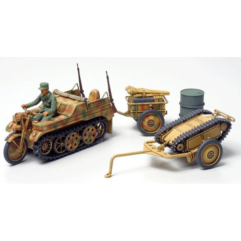 Tamiya 1/48 Sd.Kfz.2 Kleines Kettenkraftrad with Infantry Cart and Goliath Demolition Vehicle