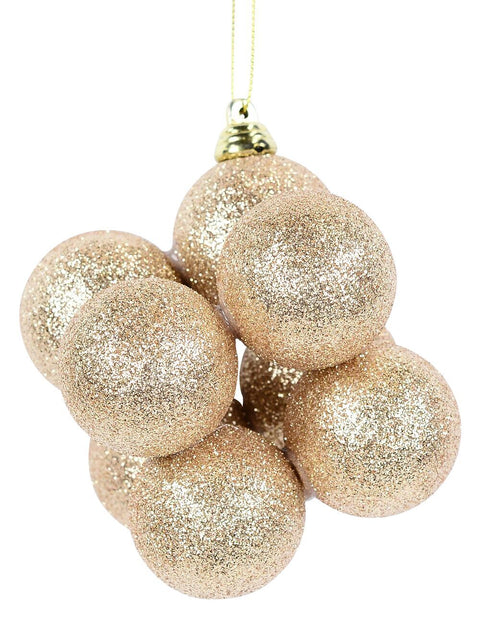 Christmas Warehouse - DECRH971 Gold Glittered Geometric Bauble Cube Whimsical Essential Ornament | 75mm Gold
