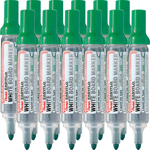 Pentel MW50M Easyflo Whiteboard Marker Bullet Point (Green) [Box 12]
