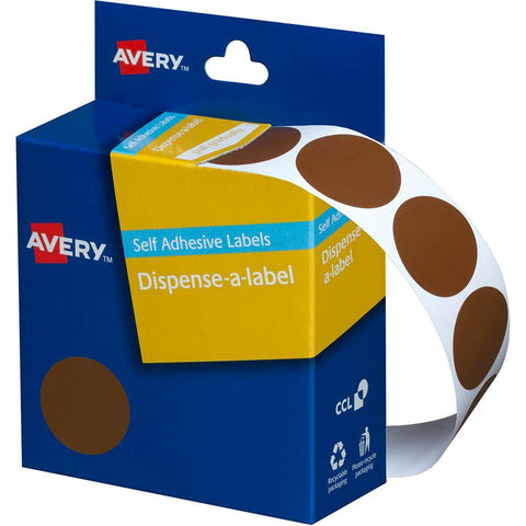 Avery 937245 Round Label Dispenser 24mm (Brown) [Box 500]