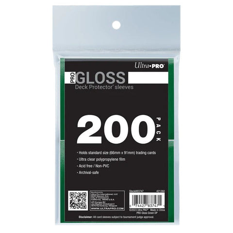 Ultra Pro: UP83747 PRO-Gloss Standard Deck Protector Sleeves 200ct Bundle (Green)