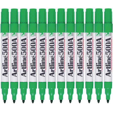 Artline 500A Whiteboard Marker 2mm Bullet (Green) [Box 12]