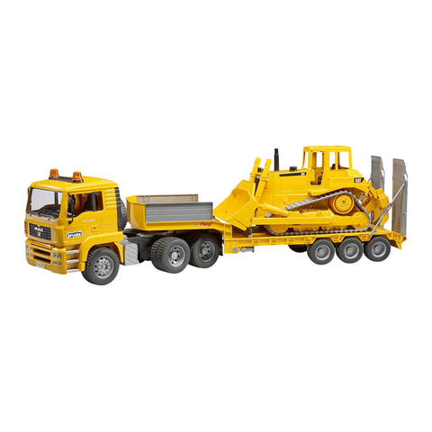 Bruder 1:16 Commercial MAN TGA Low Loader Truck With CAT Bulldozer Yellow Model