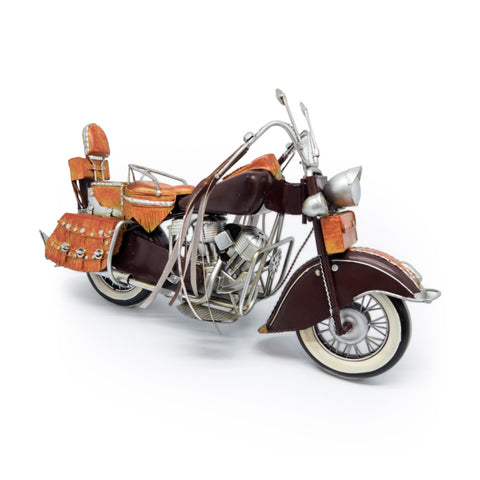 Boyle Metal Ornament Home Decor Indian Motorbike with Leatherette Handles 36cm