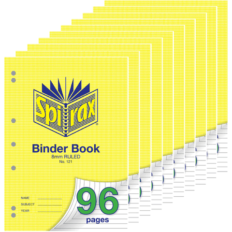 Spirax 121 Binder Exercise Book 8mm Ruled 96 Page A4 Pre-Punched Holes