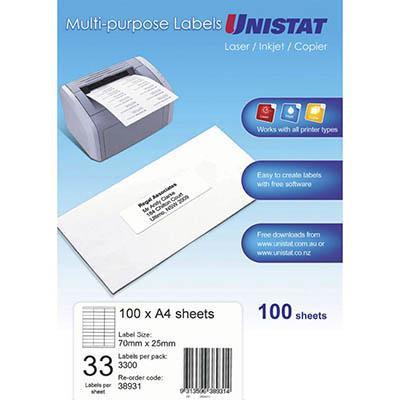 UNISTAT #FSC LIP LABEL 33UP 70X25MM [100-Pieces]