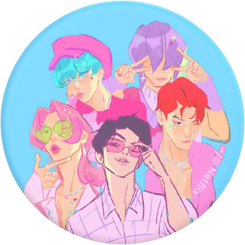 KPop Demon Hunters x PopSockets PopTop Adhesive and Chain Lite (Saja Boys)