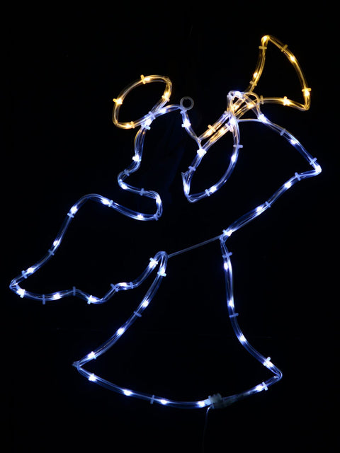 Christmas Warehouse - OUDRS235 50cm Angel & Trumpet Outdoor Christmas LED Rope Light Display Cool & Warm White