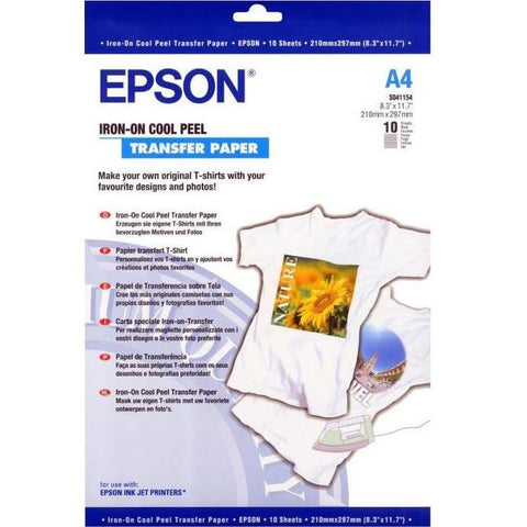 Epson Iron-On Transfers Paper A4 124GSM Pack 10 Sheets