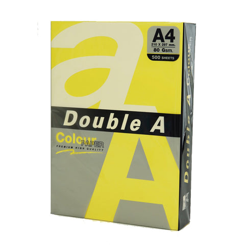 Double A A4 80gsm Deep Colour Copy Paper 500pcs - Lemon