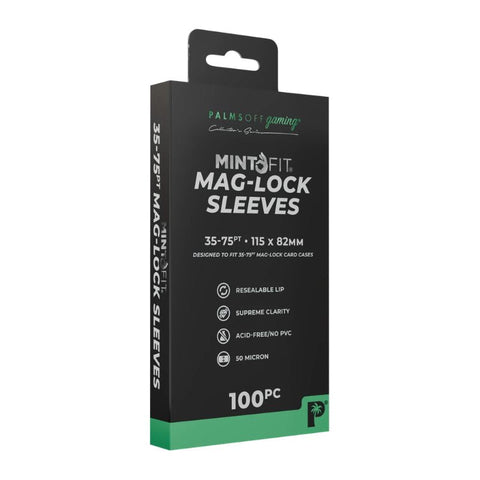 Palms Off Gaming Mint-Fit Mag-Lock Card Case Sleeves (35pt-75pt) - 100pc