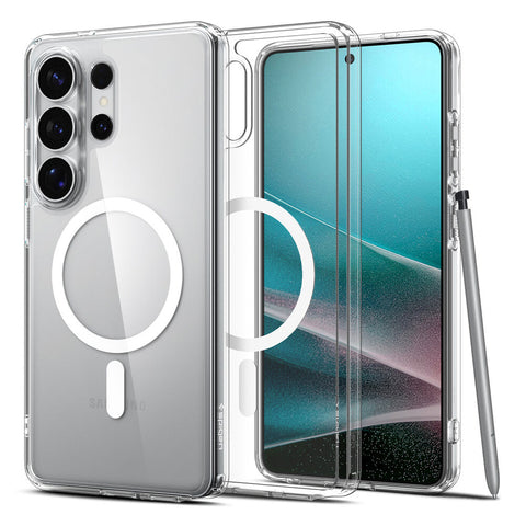 Spigen Galaxy S26 Ultra Ultra Hybrid (MagFit) Case (Clear Case / White Ring)