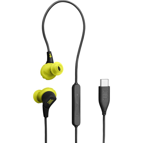 JBL Endurance Run 3  Waterproof Wired USB-C In-Ear Headphones (Black/Lime)