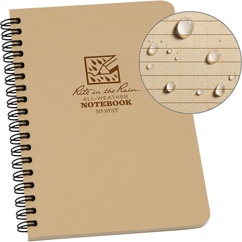 Rite in the Rain | Side Spiral 4.625 x 7 Polydura Notebook - Universal - Tan