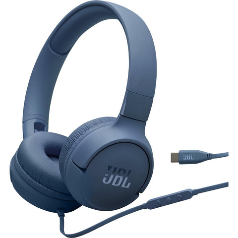 JBL Tune 520C Wired USB-C On-Ear Headphones (Blue)