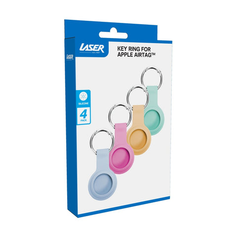 Laser 4-Pieces AirTag Silicone Keyring Vibrant Tones Soft Touch Multicolour