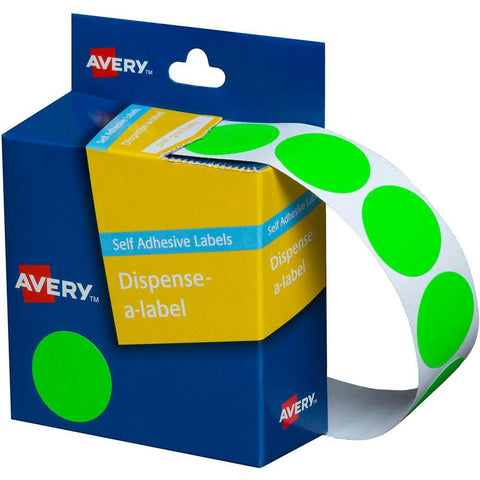 Avery 937297 Round Label Dispenser 24mm (Fluoro Green) [Box 350]