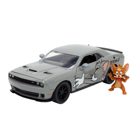 Jada 1:24 Tom And Jerry 2015 Dodge Challenger Hellcat With Jerry Figure Model