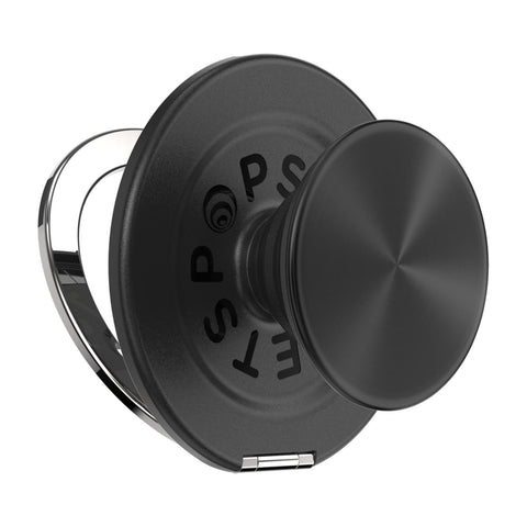 PopSockets PopGrip MagSafe Phone Grip/Stand with Swappable Top Kickout (Alum Radial Black)