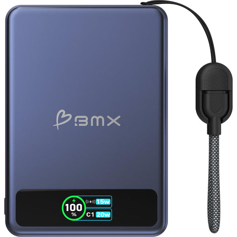 BMX SolidSafe 5K Semi-Solid-State 15W Magnetic Power Bank with Display (Blue)