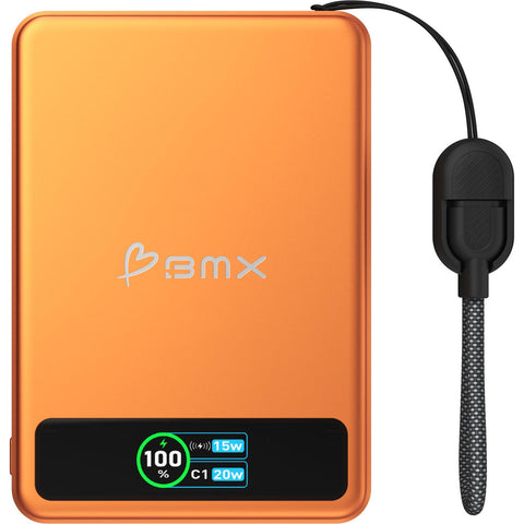 BMX SolidSafe 5K Semi-Solid-State 15W Magnetic Power Bank with Display (Orange)