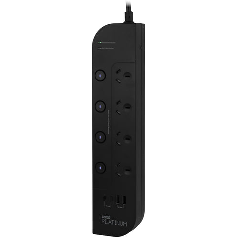 Crest Platinum 4 Socket Switched Power Board USB PD 65W Equipment Protector