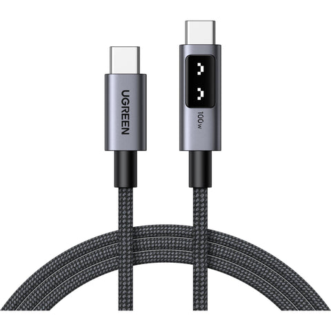 UGREEN USB-C to USB-C 5A/100W Braided Cable with Display (Space Grey) [1m]