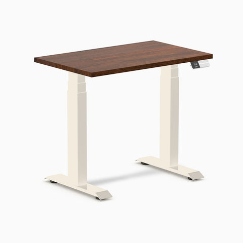 Desky Dual Mini Rubberwood Sit Stand Desk 100cm Red Walnut Desktop and Wheat Frame