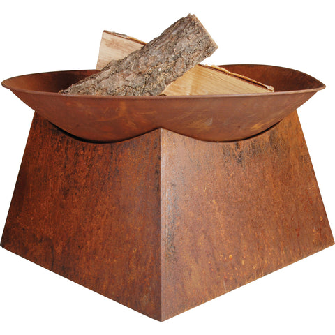 Wildtrak Rustic 56.5x34cm Fire Pit with Square Base Outdoor Garden Fireplace Brown