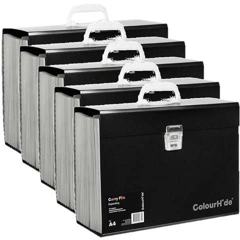 Colourhide My Trusty Expanding Carry File A4 Pack of 5 (Black)