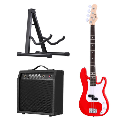 Alpha Electric Guitar Bass 47" Set Kit 40W Bass Guitar Amplifier Guitar Stand Folding