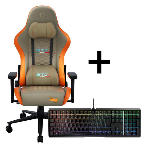 ONEX STC 25Years Limited Ed. Hardcore Gaming Chair - Sian Green/Orange + CHERRY MX 3.0S RGB Gaming Keyboard Bundle