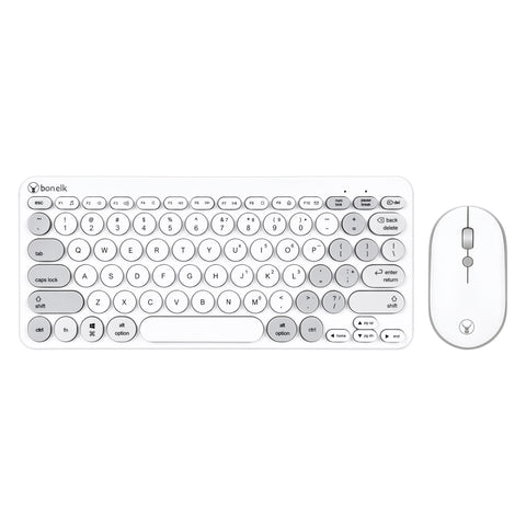 Bonelk KM-383 Wireless Compact Keyboard and Mouse Combo (White)