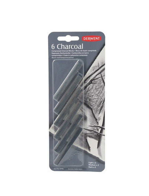 Derwent Compressed Charcoal Blocks Light, Medium and Dark [Pack 6]