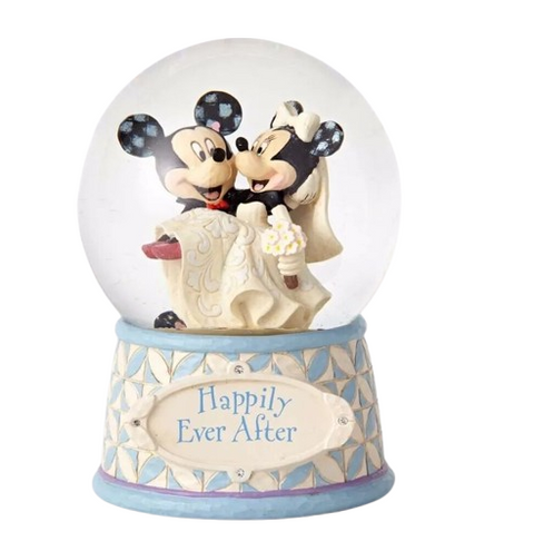 Jim Shore Disney Traditions Water Ball - Mickey and Minnie Mouse - Happily Ever After