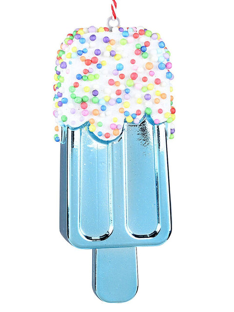 Christmas Warehouse - DECRH078 Teal Frosted Popsicle With Sprinkles Whimsical Essential Ornament | 12cm Teal with White & Multi