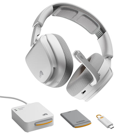 Glorious GHS Wireless InfinitePlay Wireless Gaming Headset for PC, PS5, PS4, Switch (White)