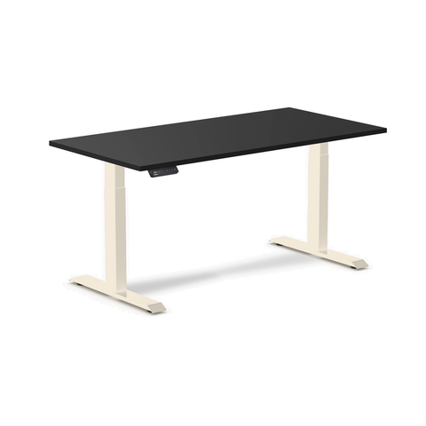 Desky Single Sit Stand Gaming Desk 150cm Black Desktop and Wheat Frame