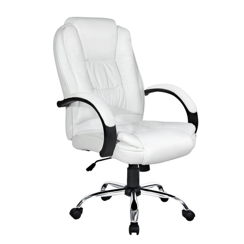 Artiss Executive Office Chair Leather Tilt (White)