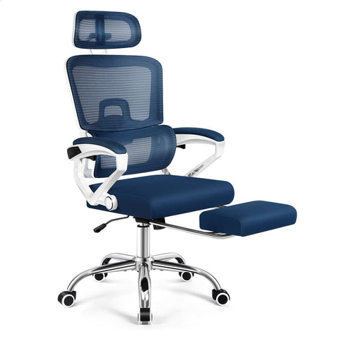 ALFORDSON Mesh Office Chair Ergonomic Executive Computer Recliner Work (White Blue)
