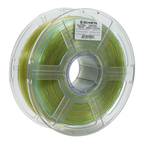 3D META Glitter PETG 3D Printing Filament - Crystal Green / Yellow