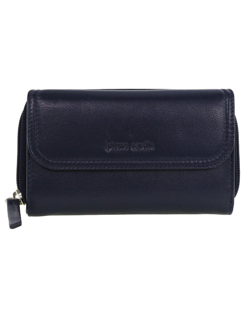 Pierre Cardin Women's Tri-Fold Tab Protected RFID Wallet Navy/Taupe 17cm