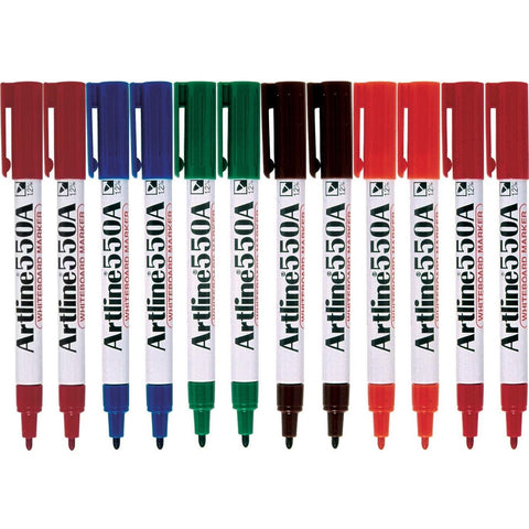 Artline 550A Whiteboard Marker 1.2mm Bullet (Assorted) [Box 12]