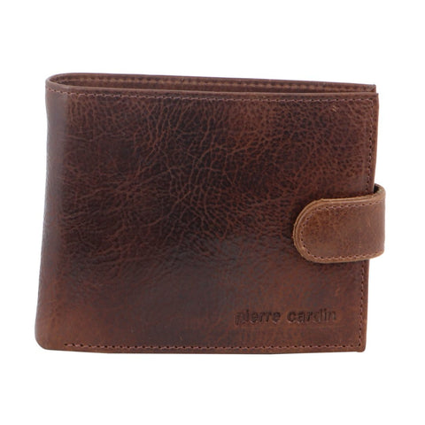 Pierre Cardin Men's Italian Leather Protected RFID Card Holder Wallet Cognac