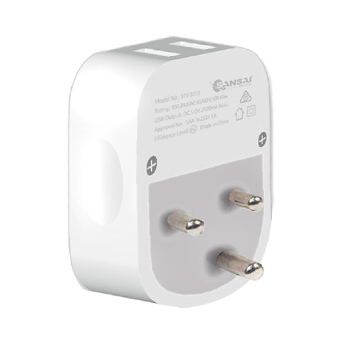 Sansai Travel Adaptor with 2 x USB Ports - AU/India Region