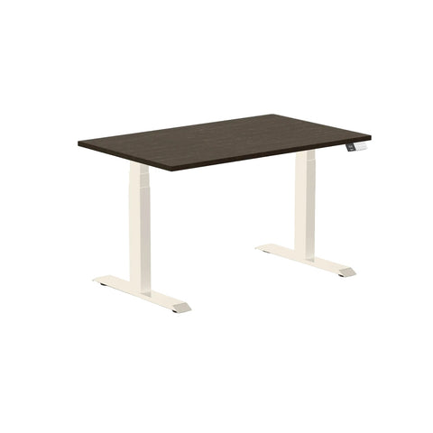 Desky Dual Dark Bamboo Sit Stand Desk 120cm and Wheat Frame