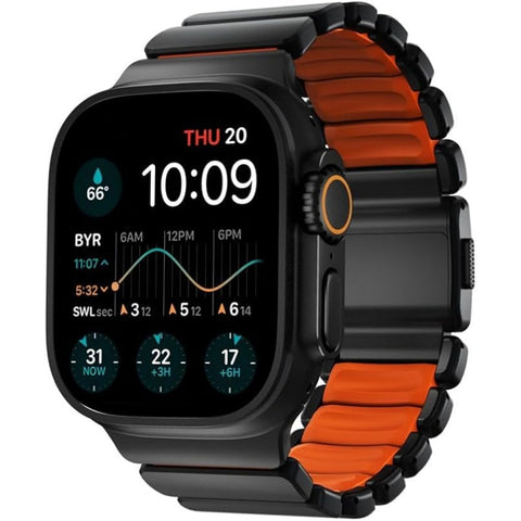 NOMAD Stratos Apple Watch Band 49mm for Apple Watch Ultra 1 & 2 (Black/Orange)